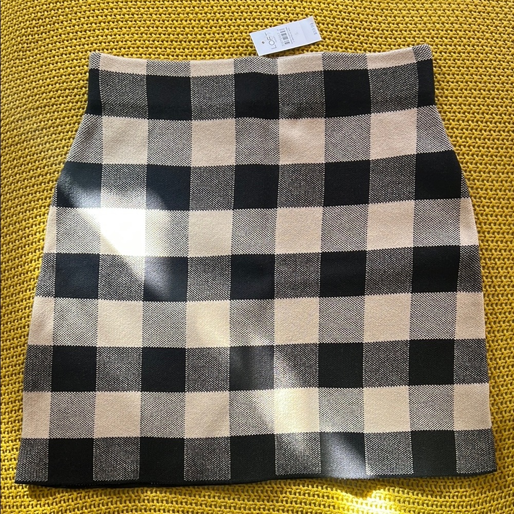 LOFT Black and Tan Mini Pencil Skirt for Work